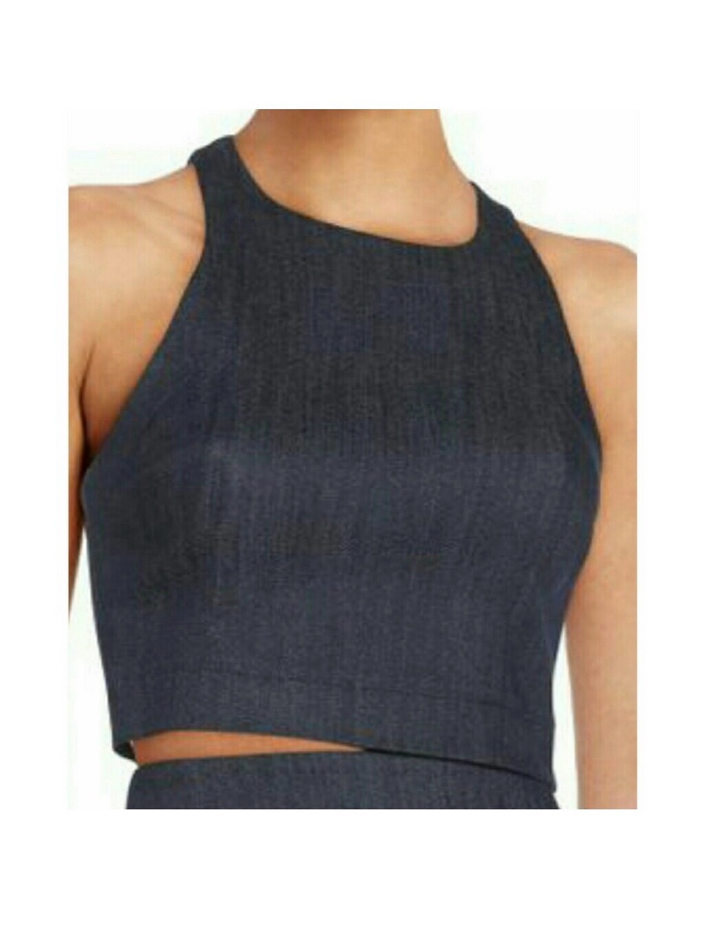 Elizabeth and James Dark Navy High Neck Crop Tank